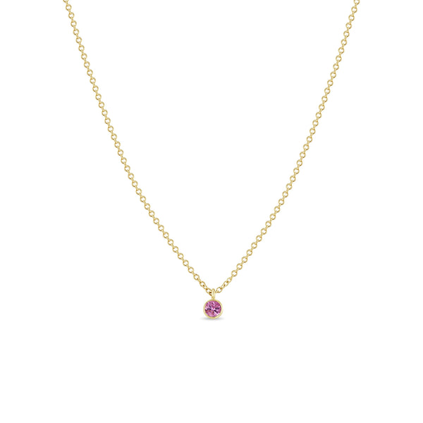 Zoë Chicco 14k Gold Single Pink Sapphire Bezel Pendant Necklace