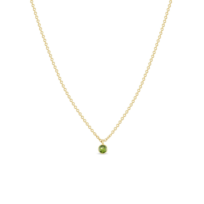 Zoë Chicco 14k Gold Single Peridot Bezel Pendant Necklace | August Birthstone