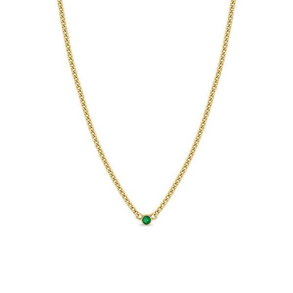 Zoë Chicco 14k Gold Emerald Bezel XS Curb Chain Necklace