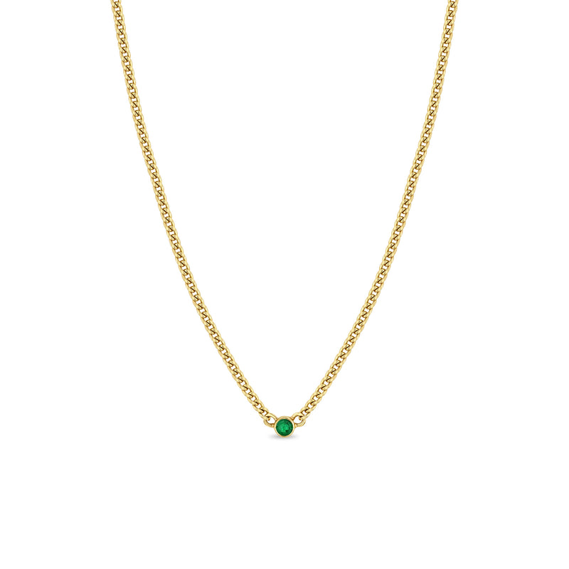 Zoë Chicco 14k Gold Emerald Bezel XS Curb Chain Necklace