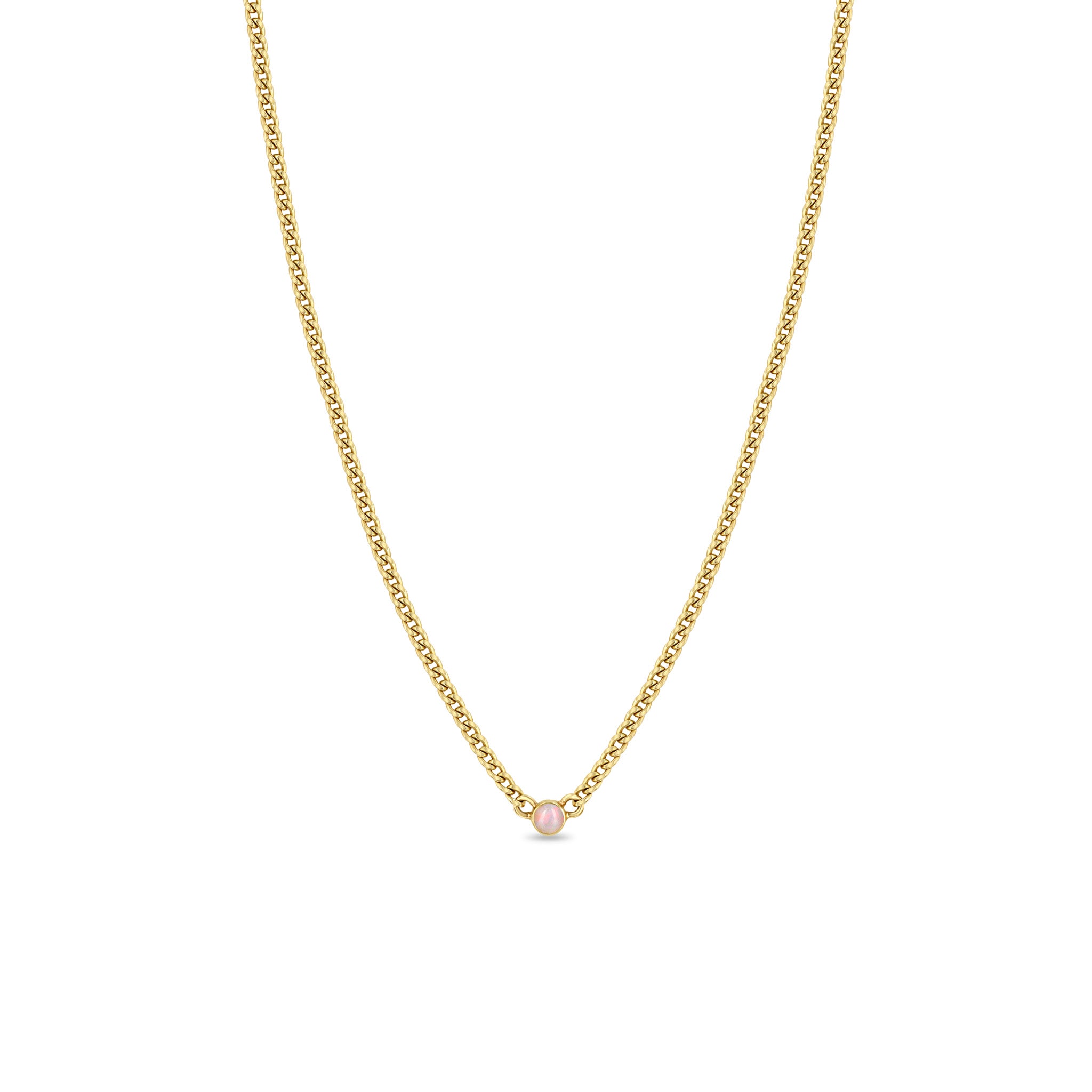Zoë Chicco 14k Gold Opal Bezel XS Curb Chain Necklace