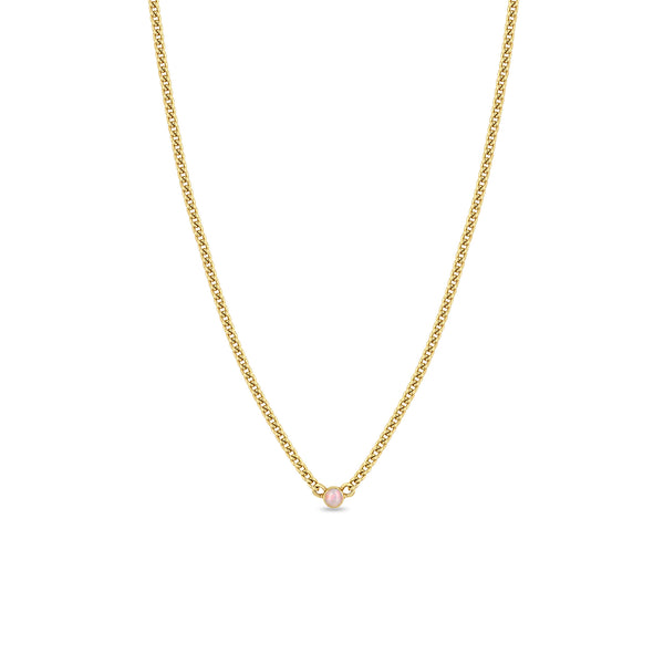 Zoë Chicco 14k Gold Opal Bezel XS Curb Chain Necklace