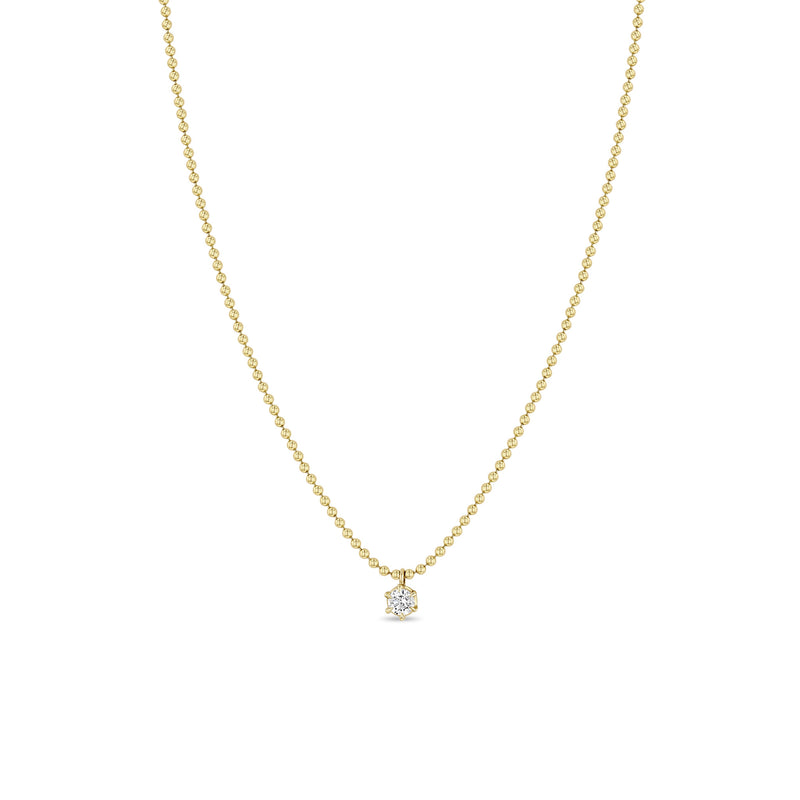 Zoë Chicco 14k Gold Prong Diamond Solitaire Bead Chain Necklace