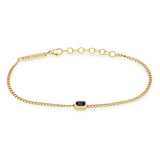 Zoë Chicco 14k Gold Emerald Cut Blue Sapphire XS Curb Chain Bracelet