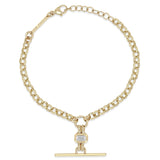 14k Emerald Cut Diamond Faux Toggle Rolo Chain Bracelet