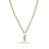 14k Emerald Cut Diamond Faux Toggle Rolo Chain Lariat Necklace