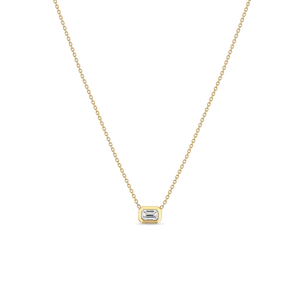 Zoë Chicco 14k Gold Small Emerald Cut Diamond Pendant Necklace