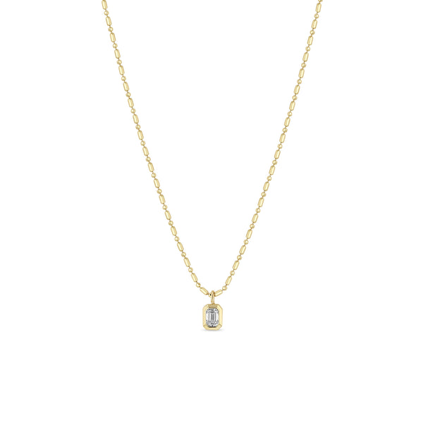 Zoë Chicco 14k Gold Emerald Cut Diamond Tube Bar Chain Necklace