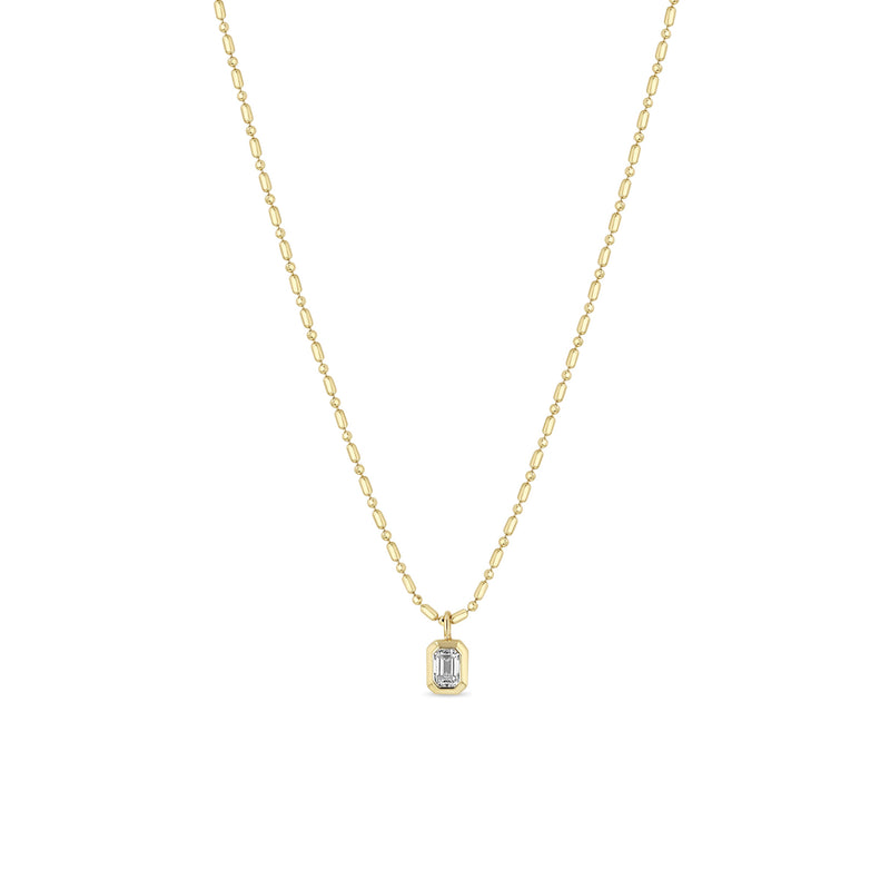 Zoë Chicco 14k Gold Emerald Cut Diamond Tube Bar Chain Necklace