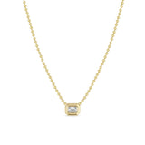 Zoë Chicco 14k Gold Large Emerald Cut Diamond Bezel Bead Chain Necklace