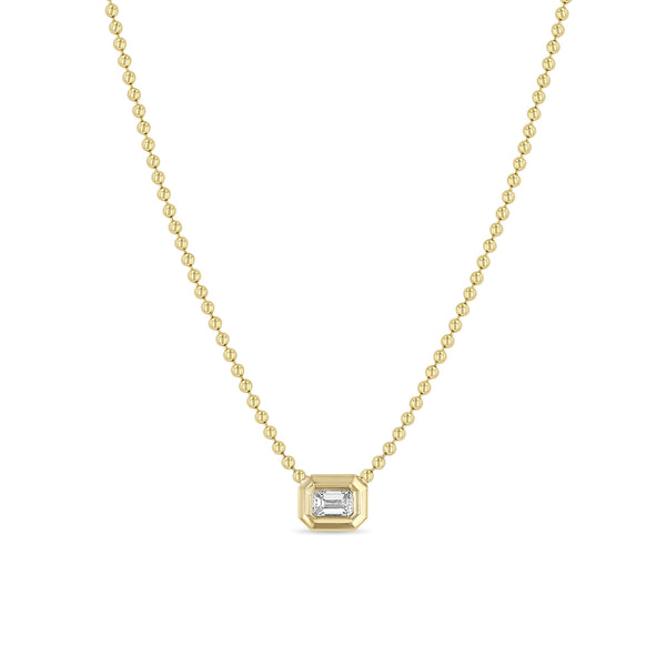 Zoë Chicco 14k Gold Large Emerald Cut Diamond Bezel Bead Chain Necklace