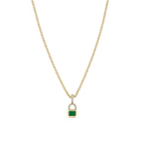 Zoë Chicco 14k Gold Emerald Cut Emerald & Pavé Diamond Bail Box Chain Necklace