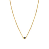 Zoë Chicco 14k Gold Emerald Cut Blue Sapphire Bezel XS Curb Chain Necklace