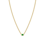 Zoë Chicco 14k Gold XS Curb Chain Emerald Cut Emerald Bezel Necklace