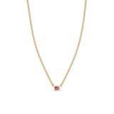 Zoë Chicco 14k Gold Emerald Cut Pink Sapphire Bezel XS Curb Chain Necklace