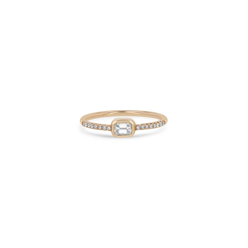 Zoë Chicco 14k Rose Gold Emerald Cut Diamond Bezel Pavé Band Ring