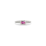 Zoë Chicco 14k Gold Emerald Cut Pink Sapphire Bezel Pavé Diamond Band Ring