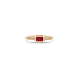 Zoë Chicco 14k Gold Emerald Cut Ruby Bezel Pavé Diamond Band Ring