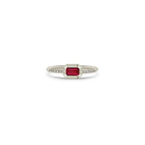 Zoë Chicco 14k Gold Emerald Cut Ruby Bezel Pavé Diamond Band Ring