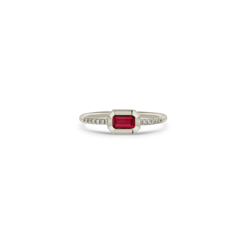 Zoë Chicco 14k Gold Emerald Cut Ruby Bezel Pavé Diamond Band Ring