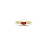 Zoë Chicco 14k Gold Emerald Cut Ruby Bezel Pavé Diamond Band Ring