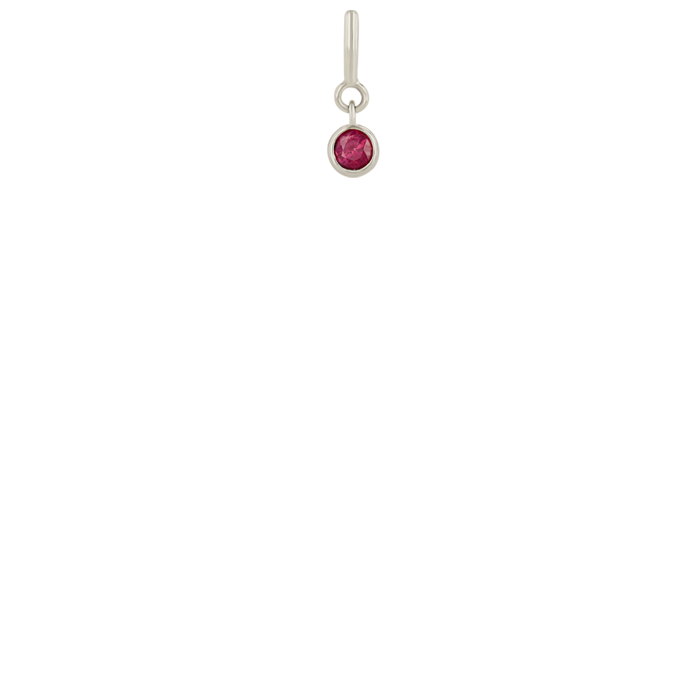 Zoë Chicco 14k White Gold Ruby Spring Ring Charm Pendant | July Birthstone