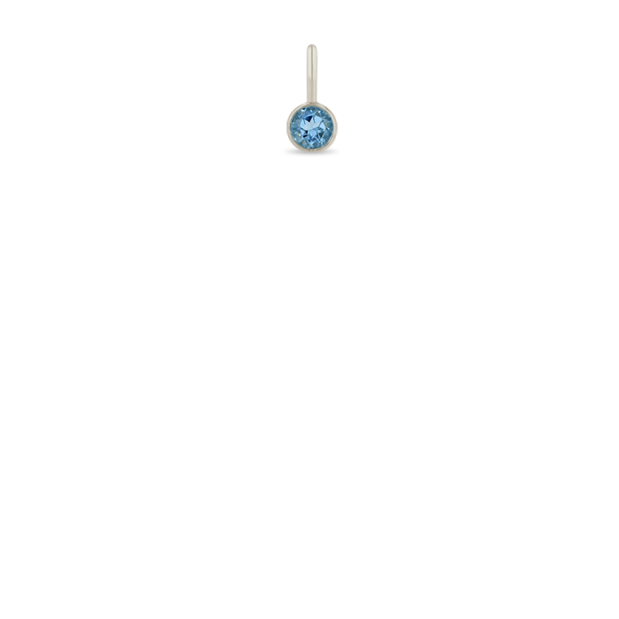 Zoë Chicco 14k White Gold Aquamarine Charm Pendant | March Birthstone