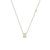 Zoë Chicco 14kt Gold Initial Letter Necklace with Floating Diamond