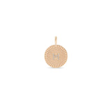 Zoë Chicco 14k Gold Pavé Diamond Initial Letter Medium Sunbeam Medallion Clip on Charm Pendant with the letter M