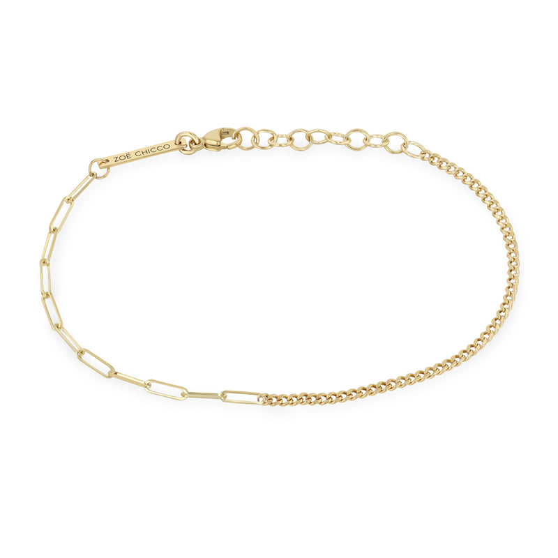 Zoë Chicco 14k Gold Mixed XS Curb & Small Paperclip Chain Bracelet