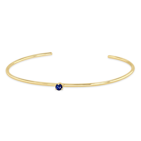 Zoë Chicco 14k Gold Single Prong Blue Sapphire Cuff Bracelet