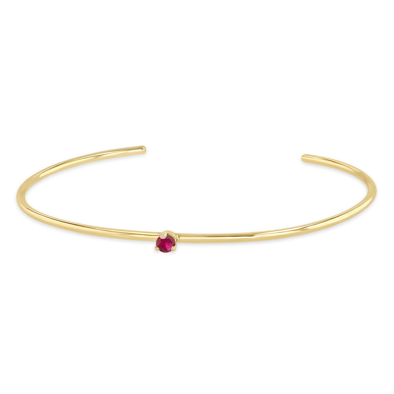 Zoë Chicco 14k Gold Single Prong Ruby Cuff Bracelet