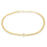 Zoë Chicco 14k Gold Princess Diamond Small Curb Chain Bracelet