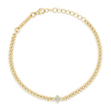 top down view of a Zoë Chicco 14k Gold Princess Diamond Small Curb Chain Bracelet