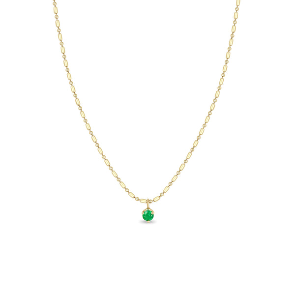 Zoë Chicco 14k Gold Emerald Pendant Tube Bar Chain Necklace
