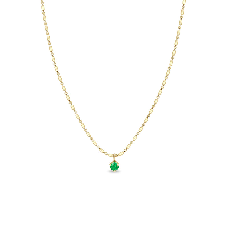 Zoë Chicco 14k Gold Emerald Pendant Tube Bar Chain Necklace