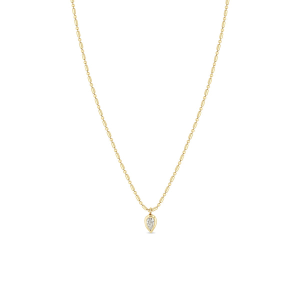 Zoë Chicco 14k Gold Pear Diamond Tube Bar Chain Necklace