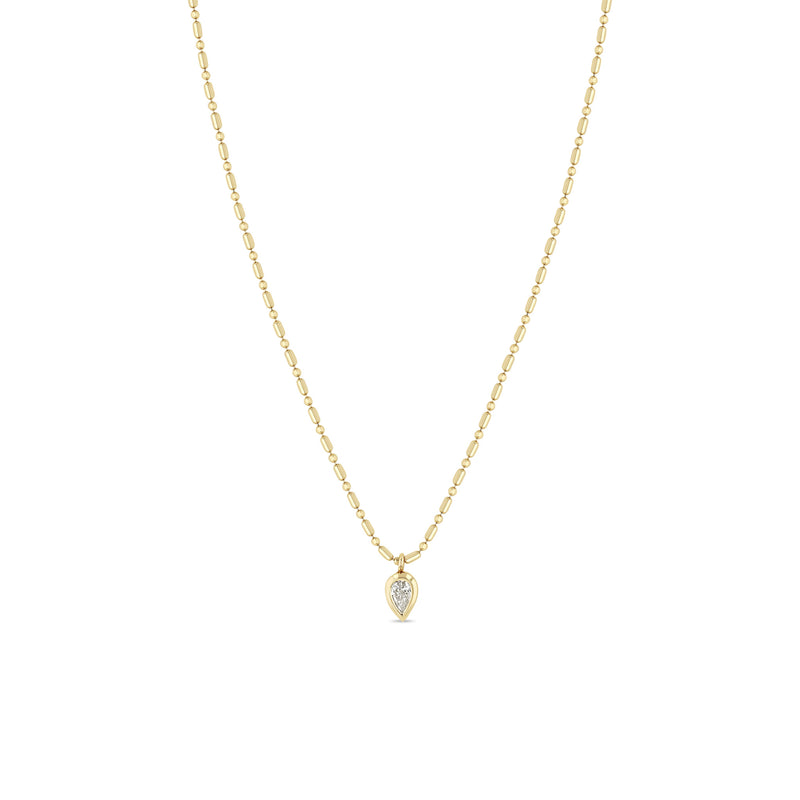 Zoë Chicco 14k Gold Pear Diamond Tube Bar Chain Necklace
