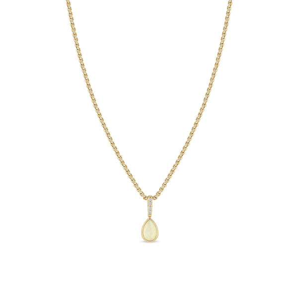 Zoë Chicco 14k Gold Pear Opal & Pavé Diamond Pendant Box Chain Necklace