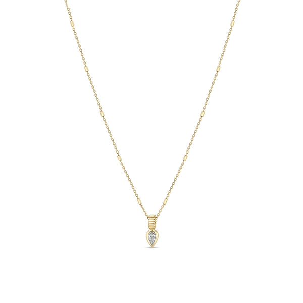 Zoë Chicco 14k Gold Pear Diamond Bead Pendant Necklace