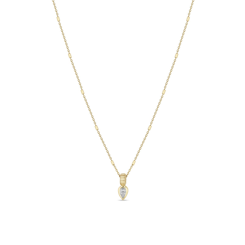 Zoë Chicco 14k Gold Pear Diamond Bead Pendant Necklace