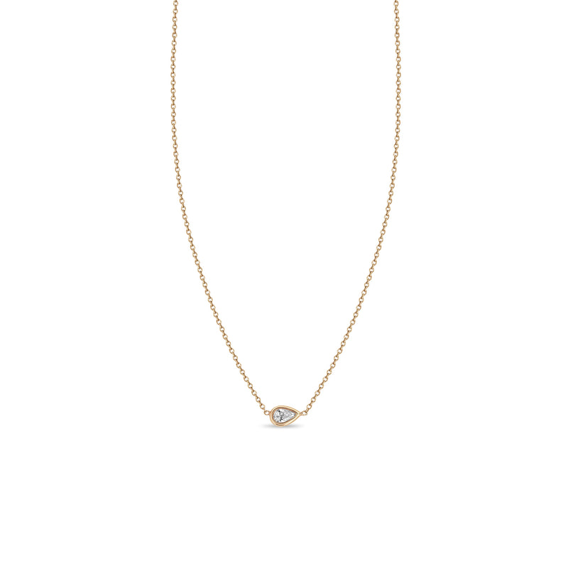 Zoë Chicco 14k Rose Gold Horizontal Pear Shaped Diamond Pendant Necklace