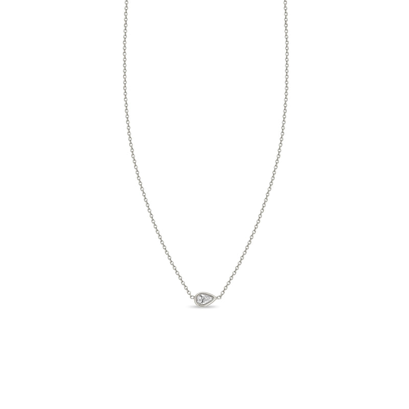 Zoë Chicco 14k White Gold Horizontal Pear Shaped Diamond Pendant Necklace