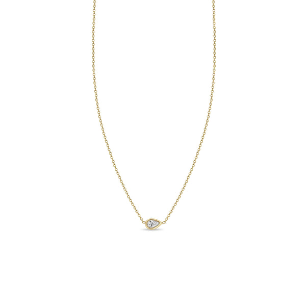 Zoë Chicco 14k Yellow Gold Horizontal Pear Shaped Diamond Pendant Necklace