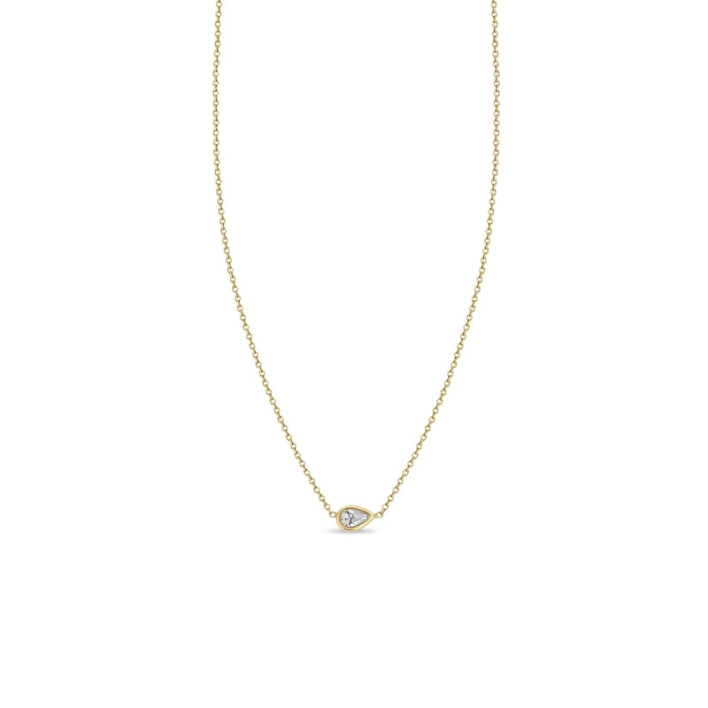 Zoë Chicco 14k Yellow Gold Horizontal Pear Shaped Diamond Pendant Necklace