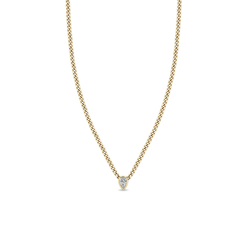 Zoë Chicco 14k Gold XS Curb Chain Pear Diamond Bezel Necklace