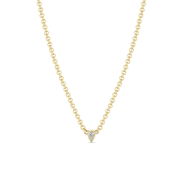Zoë Chicco 14k Gold Pear Diamond Small Rolo Chain Necklace