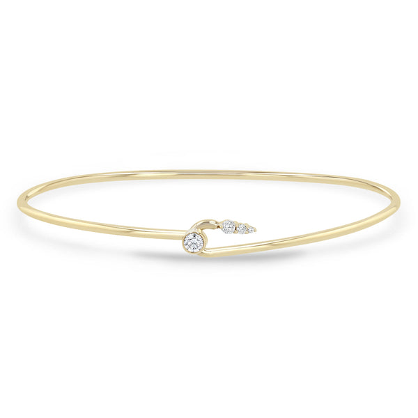 14k Diamond Bezel with Graduated Diamond Hook Cuff Bangle