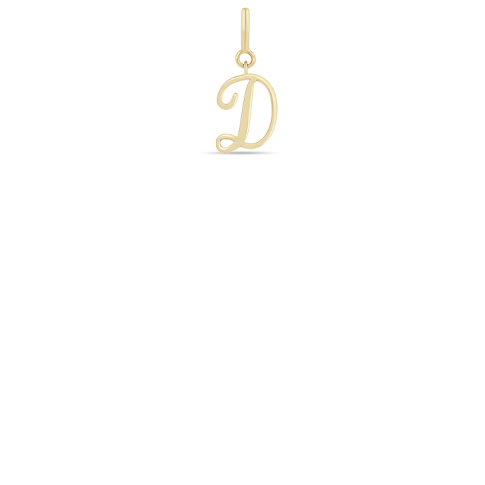 Zoë Chicco 14k Gold Script Letter D Spring Ring Charm Pendant