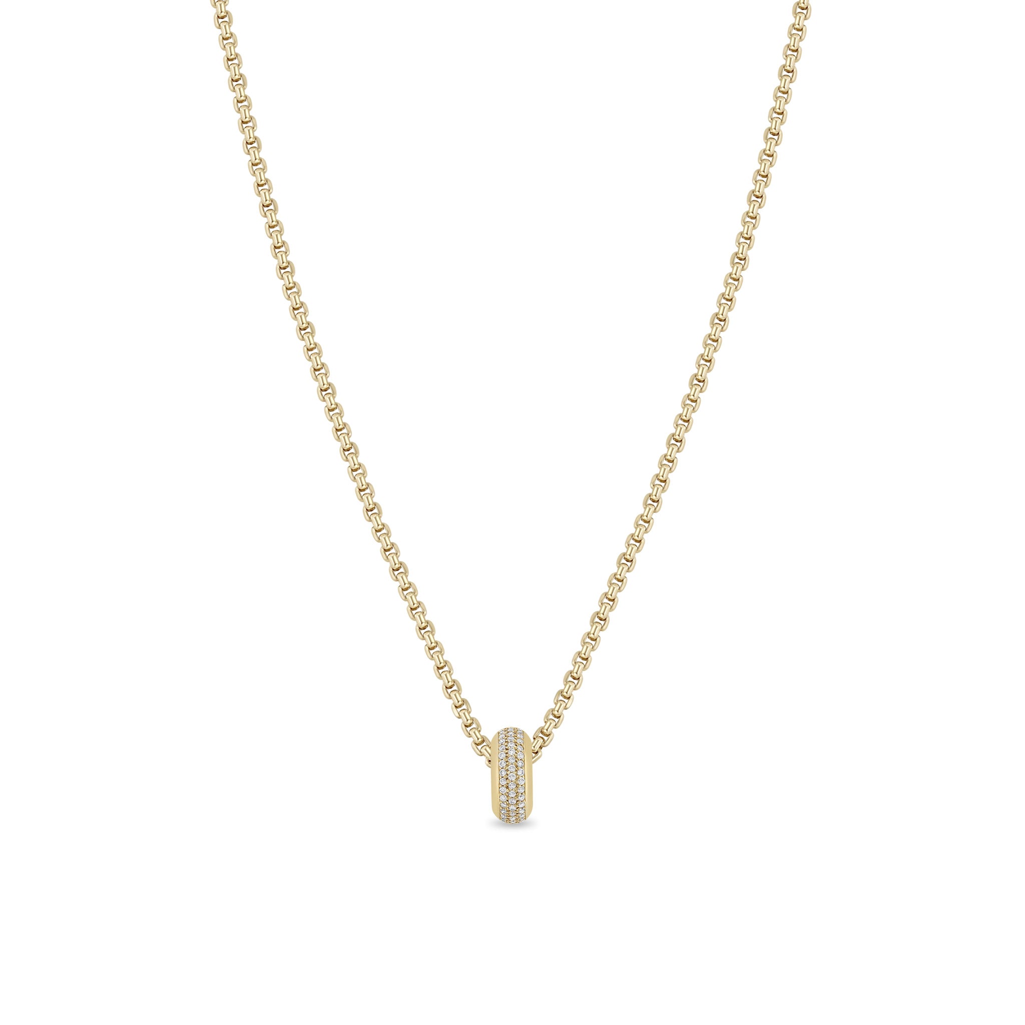 Zoë Chicco 14k Gold Pavé Diamond Wide Half Round Slide Bead Box Chain Necklace